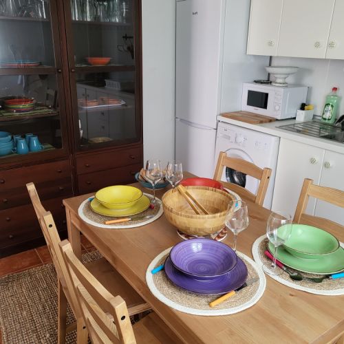Cuisine et Salle de repas de la maison rurale Los Pinares El Juncal de Tejeda Grande Canarie