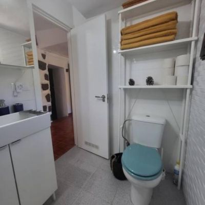 Los Pinares El Juncal de Tejeda la salle de bain vue sur les WC et le lavabo